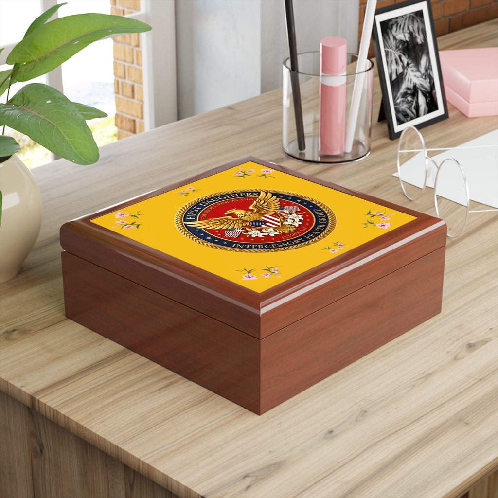 First Daughter's Commemorative "First Spring Debut" Keepsake Jewelry Box, Golden Oak