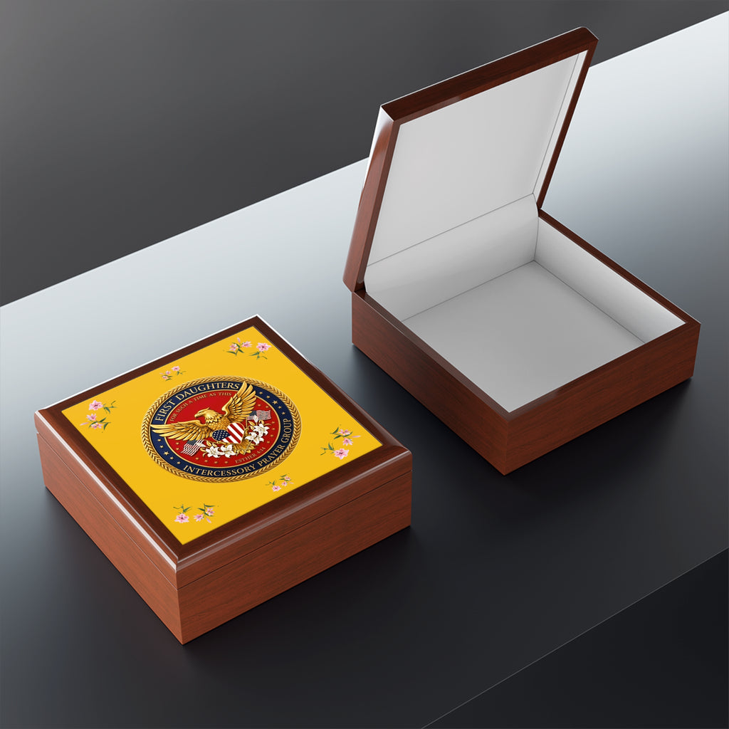 First Daughter's Commemorative "First Spring Debut" Keepsake Jewelry Box, Golden Oak